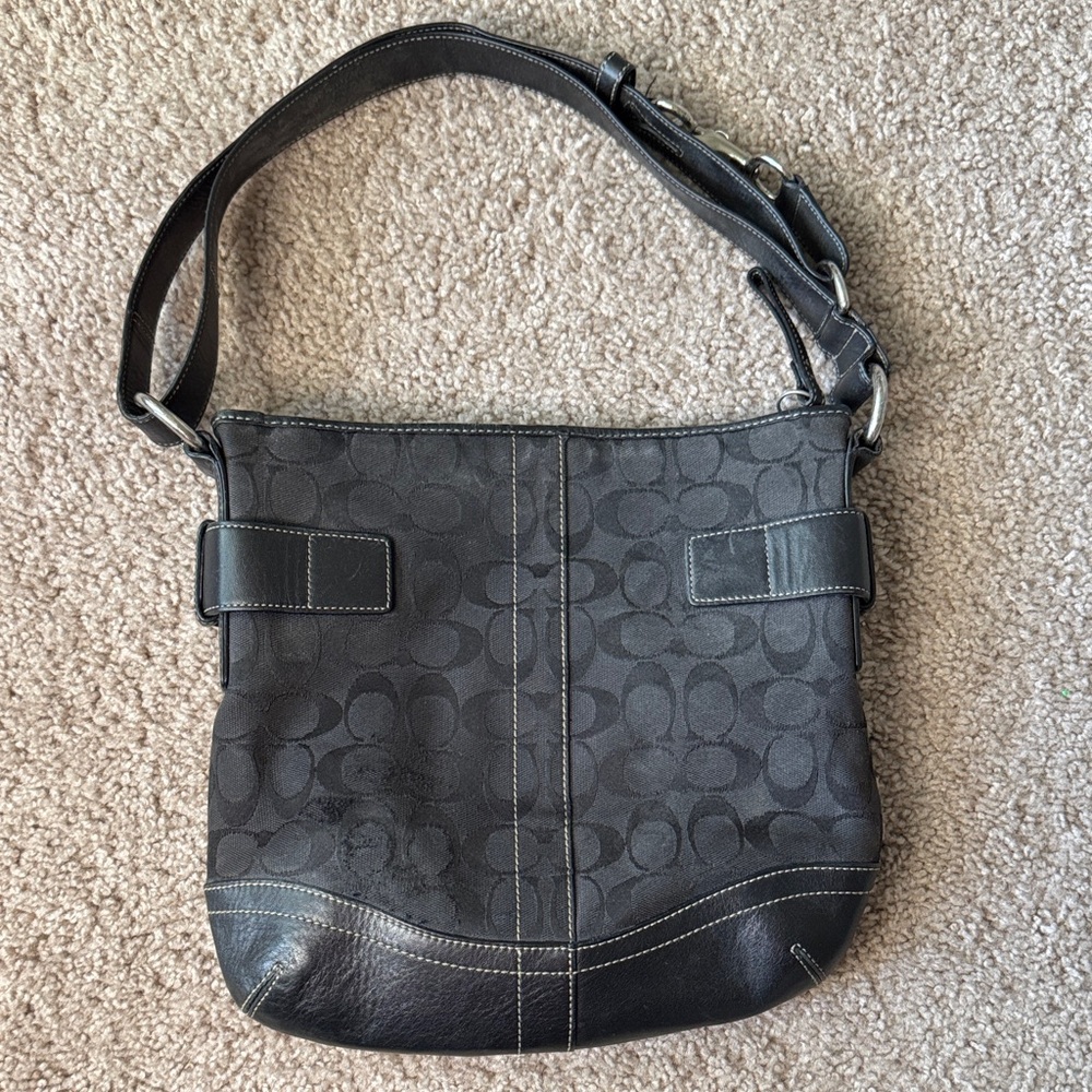 Coach Black Signature Canvas & Leather Crossbody Bag